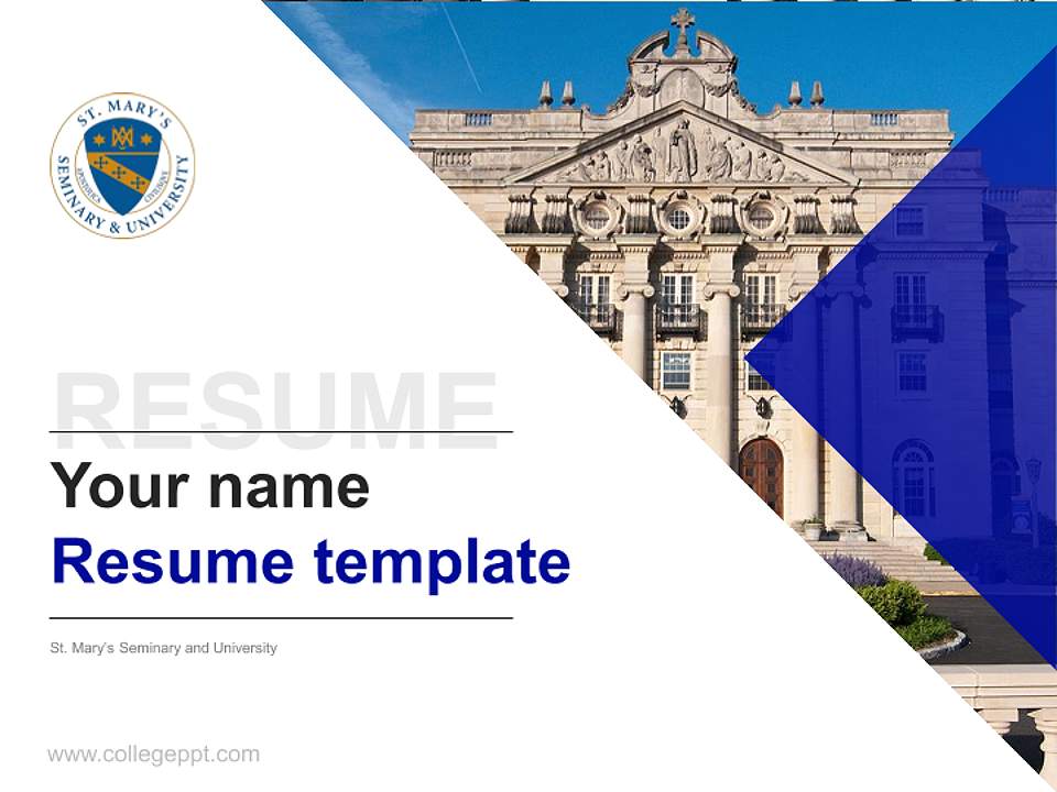 St. Mary’s Seminary and University Resume PPT Template4:3 ratio PPT effect preview image5