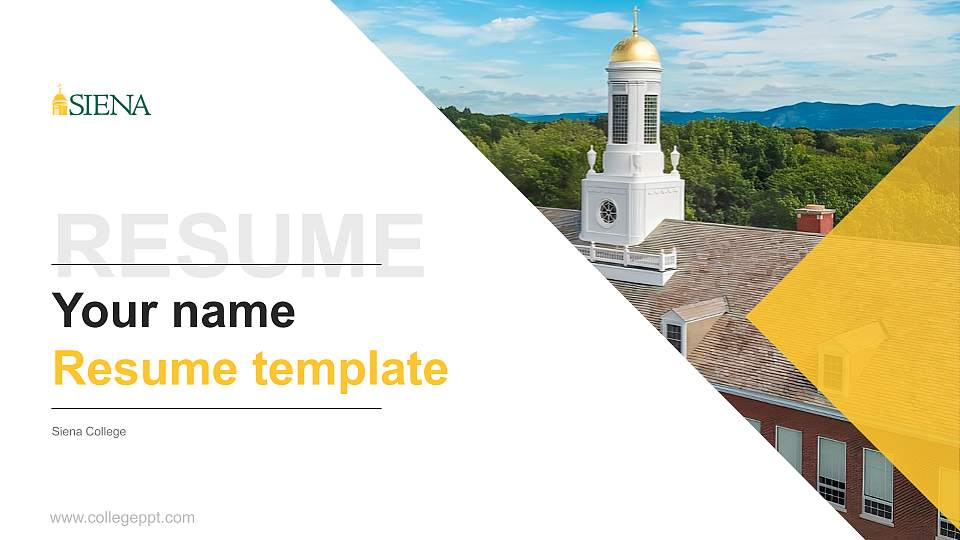 Siena College Resume PPT Template16:9 ratio PPT effect preview image