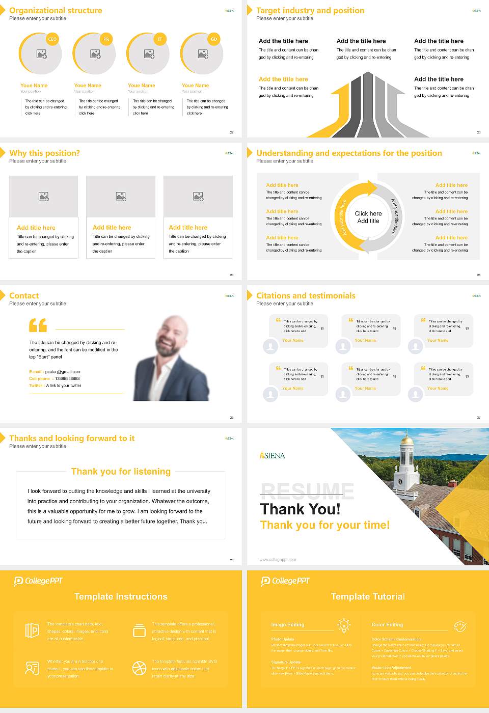 Siena College Resume PPT Template16:9 ratio PPT effect preview image4