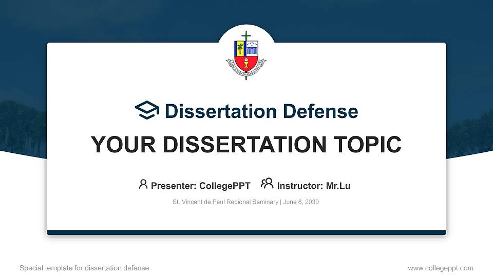 St. Vincent de Paul Regional Seminary Graduation Thesis Defense PPT Template16:9 ratio PPT effect preview image