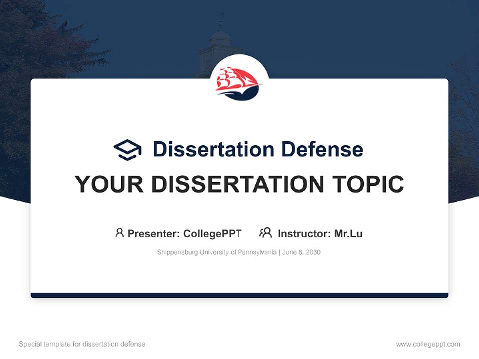 Shippensburg University of Pennsylvania Graduation Thesis Defense PPT Template4:3 ratio PPT effect preview image7