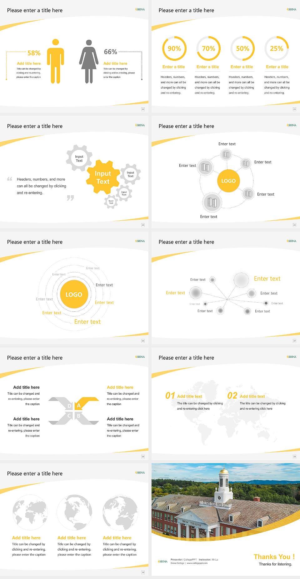 Siena College Course/Courseware Creation PPT Template4:3 ratio PPT effect preview image4