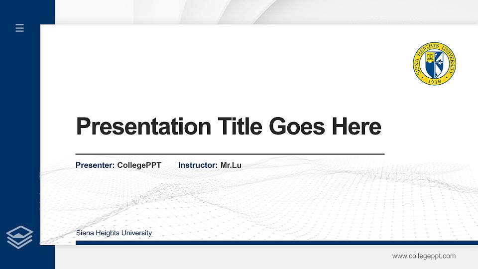 Siena Heights University Thesis Proposal/Graduation Defense PPT Template16:9 ratio PPT effect preview image