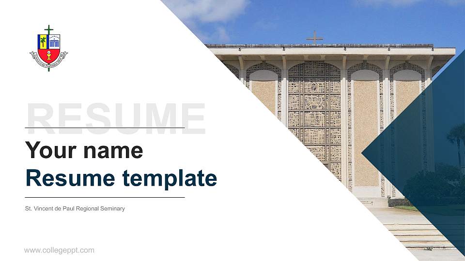 St. Vincent de Paul Regional Seminary Resume PPT Template16:9 ratio PPT effect preview image