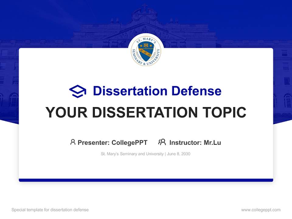St. Mary’s Seminary and University Graduation Thesis Defense PPT Template4:3 ratio PPT effect preview image7