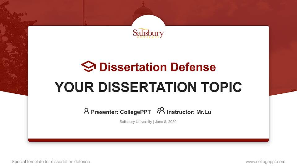 Salisbury University Graduation Thesis Defense PPT Template16:9 ratio PPT effect preview image
