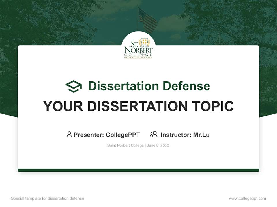 Saint Norbert College Graduation Thesis Defense PPT Template4:3 ratio PPT effect preview image7