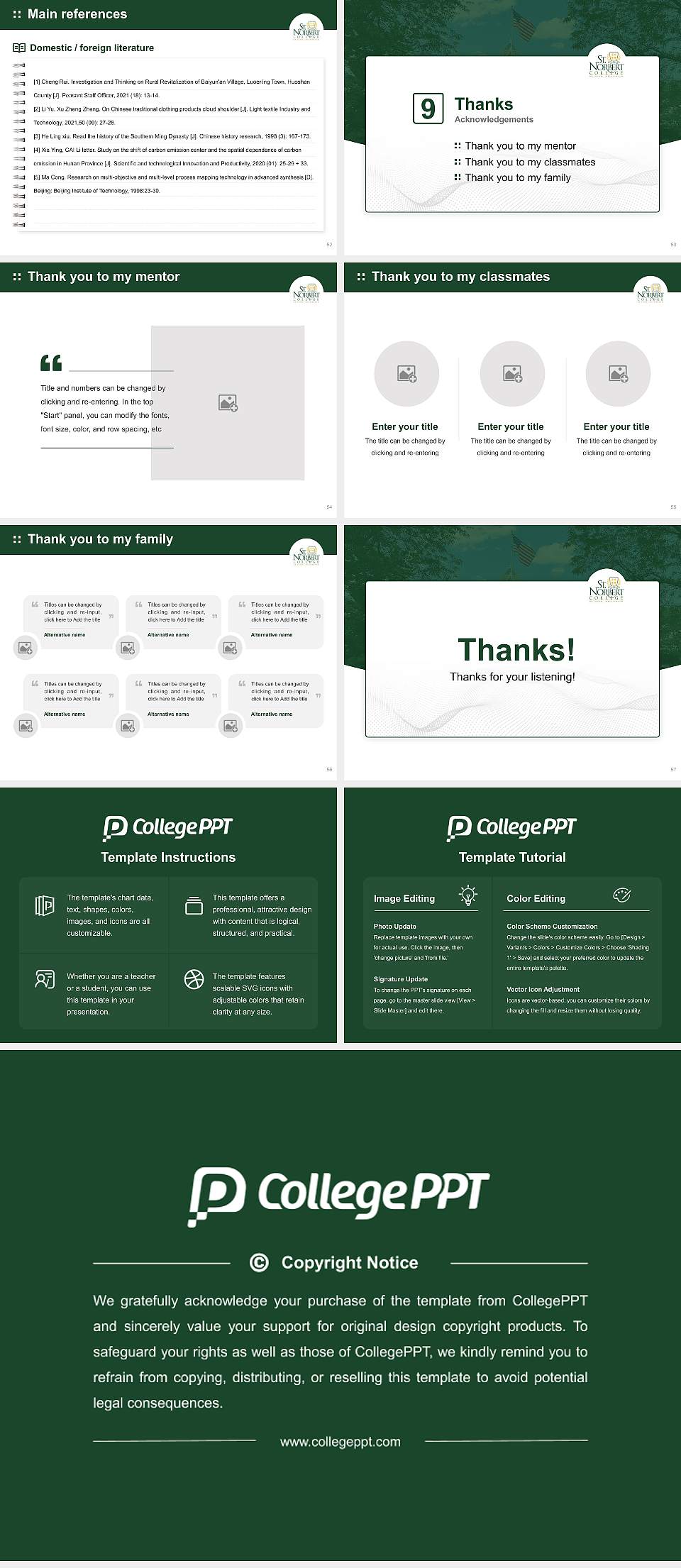 Saint Norbert College Graduation Thesis Defense PPT Template4:3 ratio PPT effect preview image7