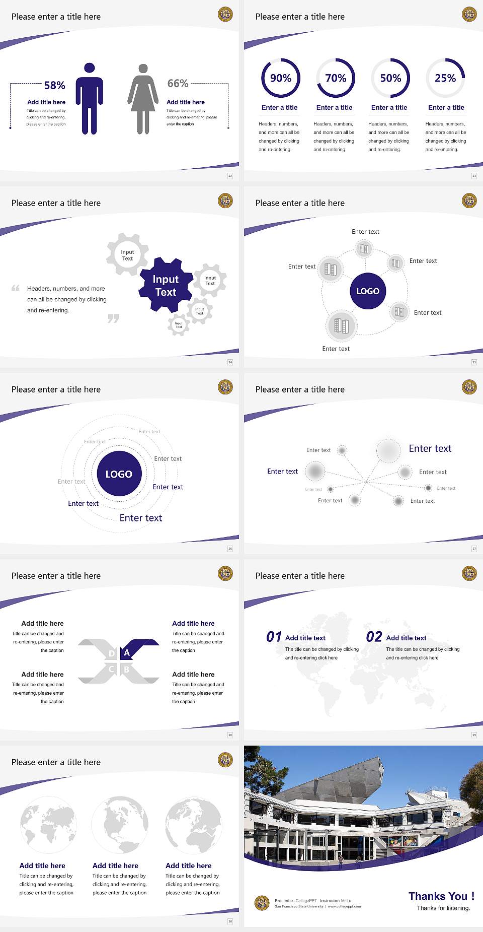 San Francisco State University Course/Courseware Creation PPT Template4:3 ratio PPT effect preview image4