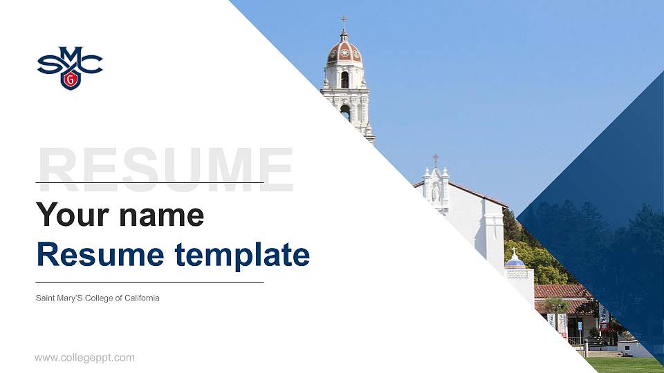 Saint Mary’S College of California Resume PPT Template16:9 ratio PPT effect preview image
