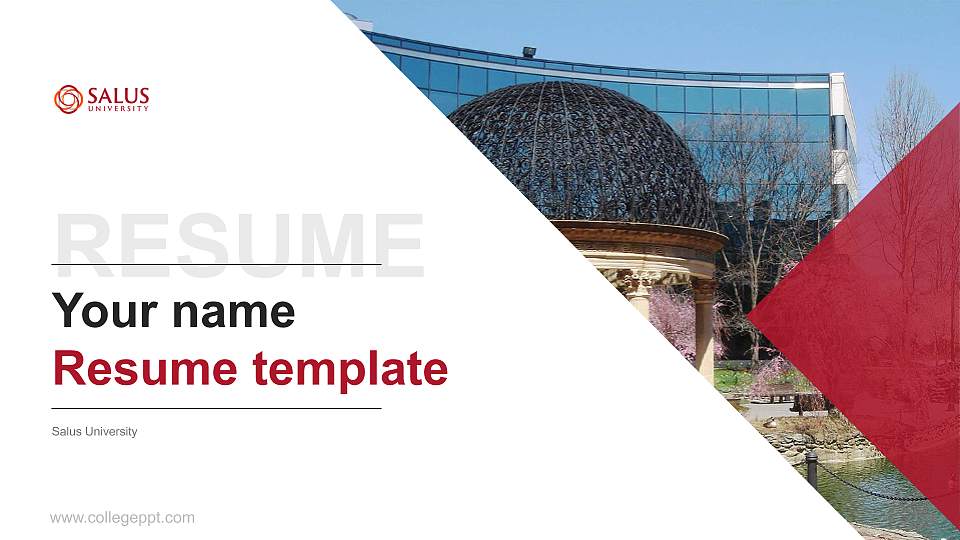 Salus University Resume PPT Template16:9 ratio PPT effect preview image