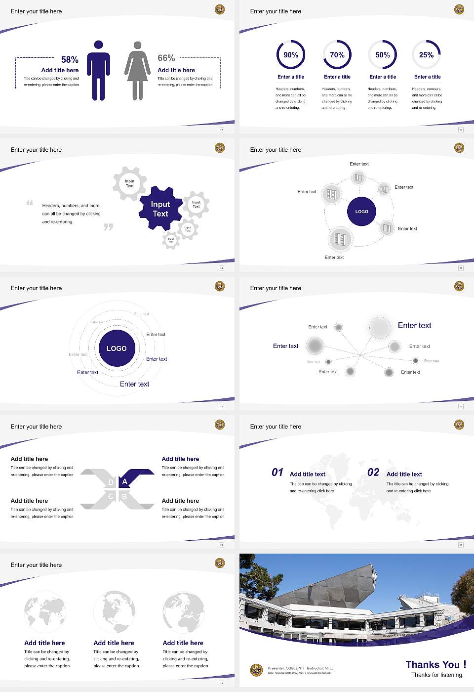 San Francisco State University Course/Courseware Creation PPT Template16:9 ratio PPT effect preview image4