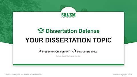 Salem University Graduation Thesis Defense PPT Template