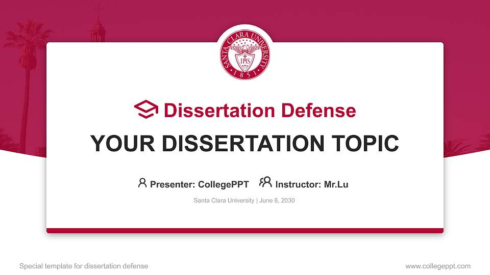 Santa Clara University Graduation Thesis Defense PPT Template16:9 ratio PPT effect preview image