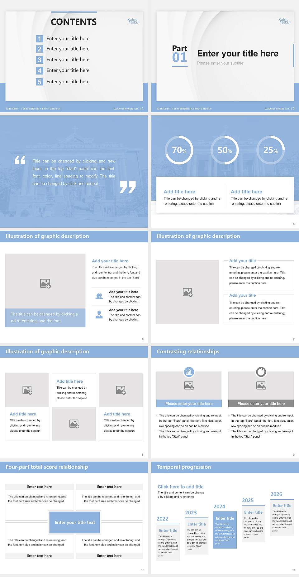 Saint Mary’s School (Raleigh, North Carolina) Thesis Proposal/Graduation Defense PPT Template4:3 ratio PPT effect preview image2