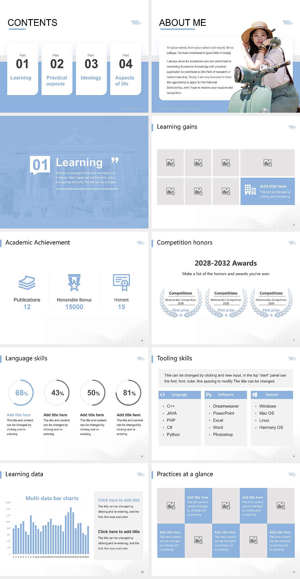 Saint Mary’s School (Raleigh, North Carolina) National Scholarship Defense PPT Template4:3 ratio PPT effect preview image2