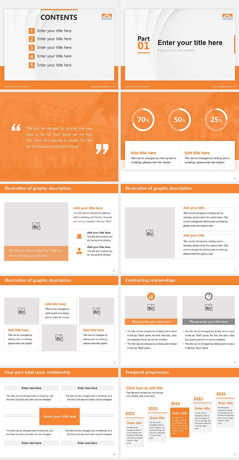 Savannah State University Thesis Proposal/Graduation Defense PPT Template4:3 ratio PPT effect preview image2