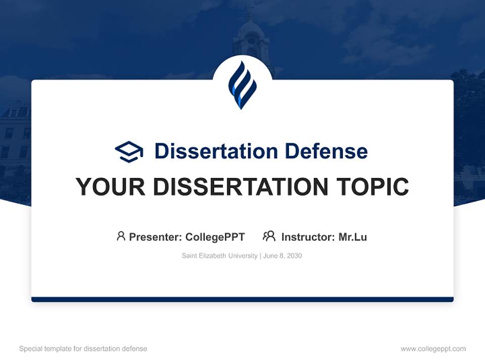 Saint Elizabeth University Graduation Thesis Defense PPT Template4:3 ratio PPT effect preview image7