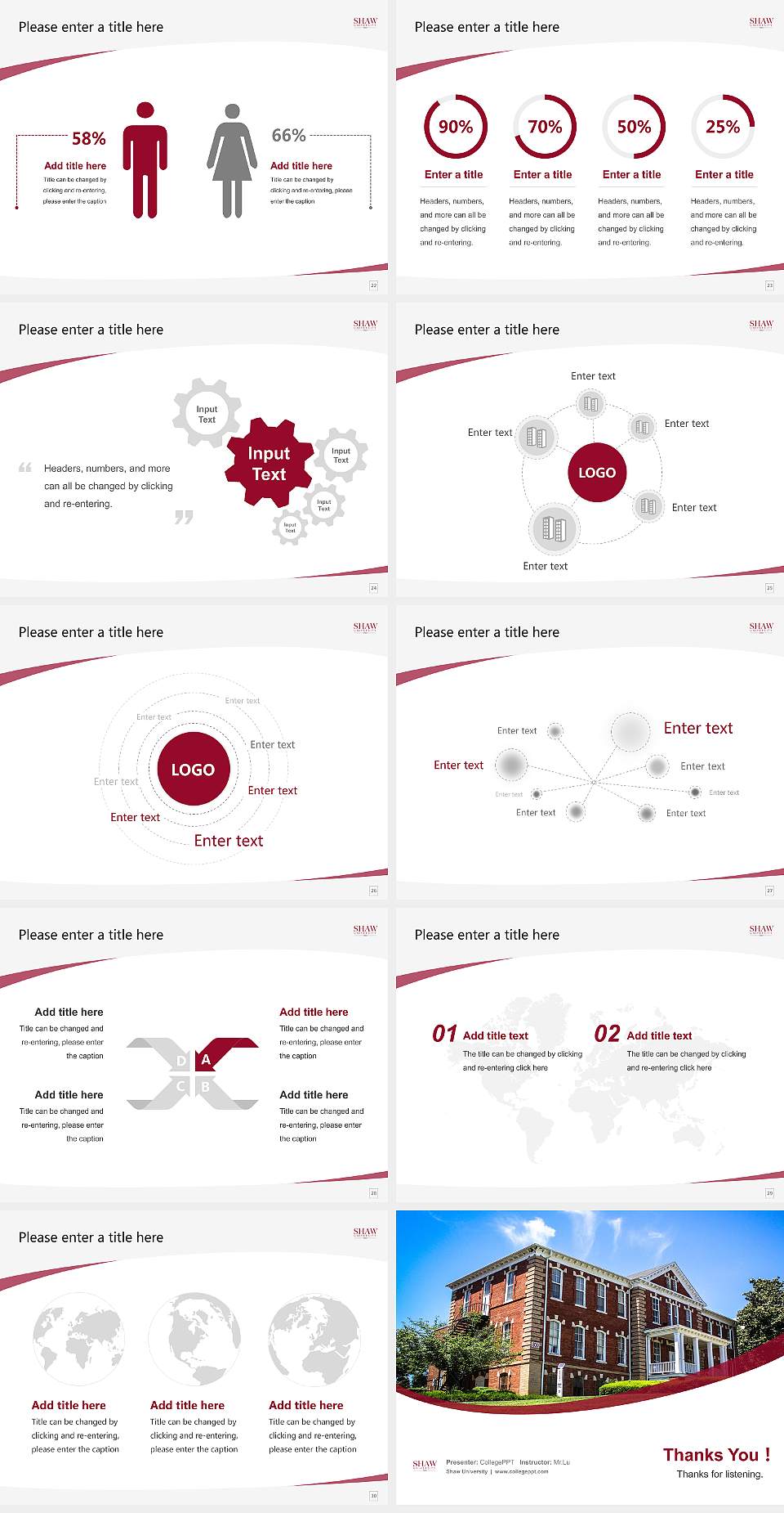 Shaw University Course/Courseware Creation PPT Template4:3 ratio PPT effect preview image4