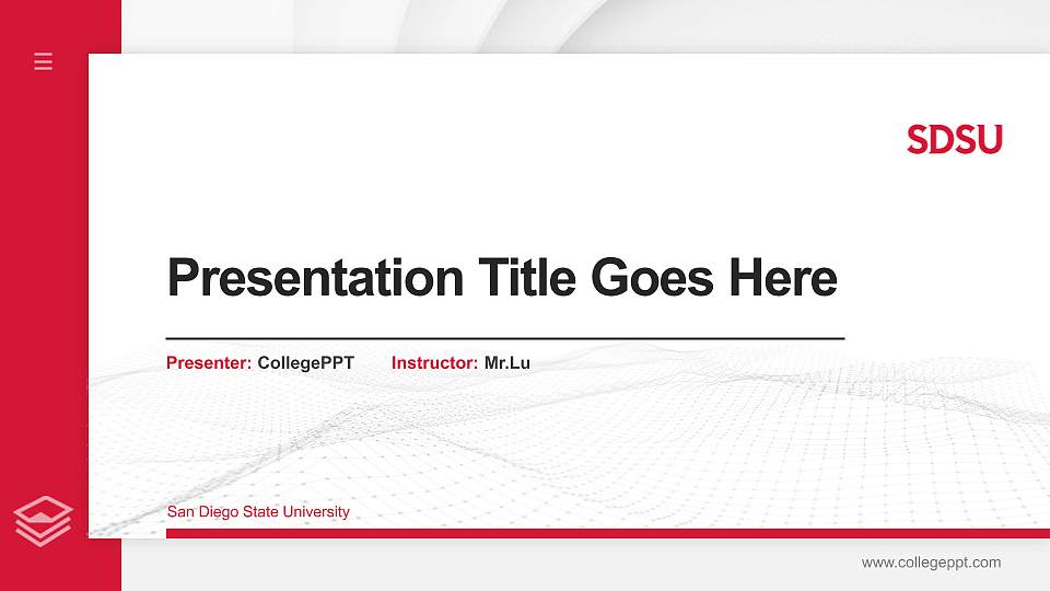 San Diego State University Thesis Proposal/Graduation Defense PPT Template16:9 ratio PPT effect preview image