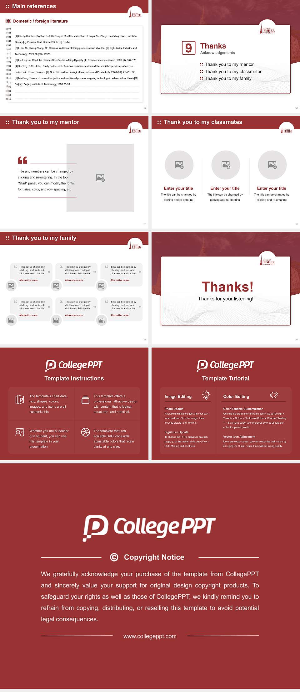 Saint John Fisher College Graduation Thesis Defense PPT Template4:3 ratio PPT effect preview image7