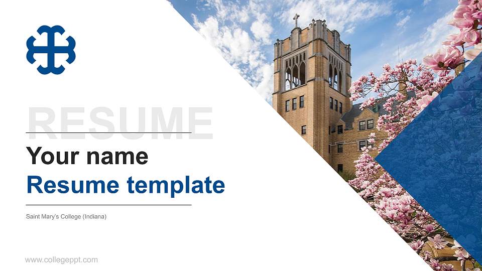 Saint Mary’s College (Indiana) Resume PPT Template16:9 ratio PPT effect preview image