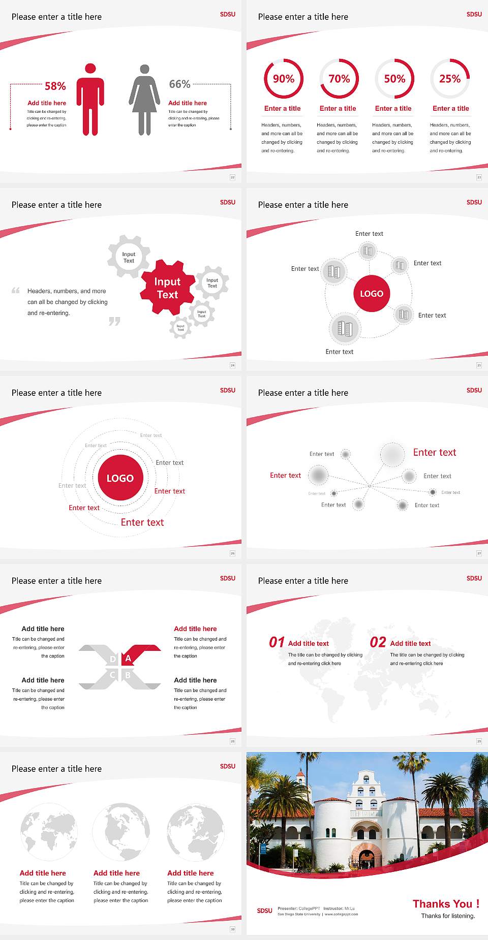 San Diego State University Course/Courseware Creation PPT Template4:3 ratio PPT effect preview image4