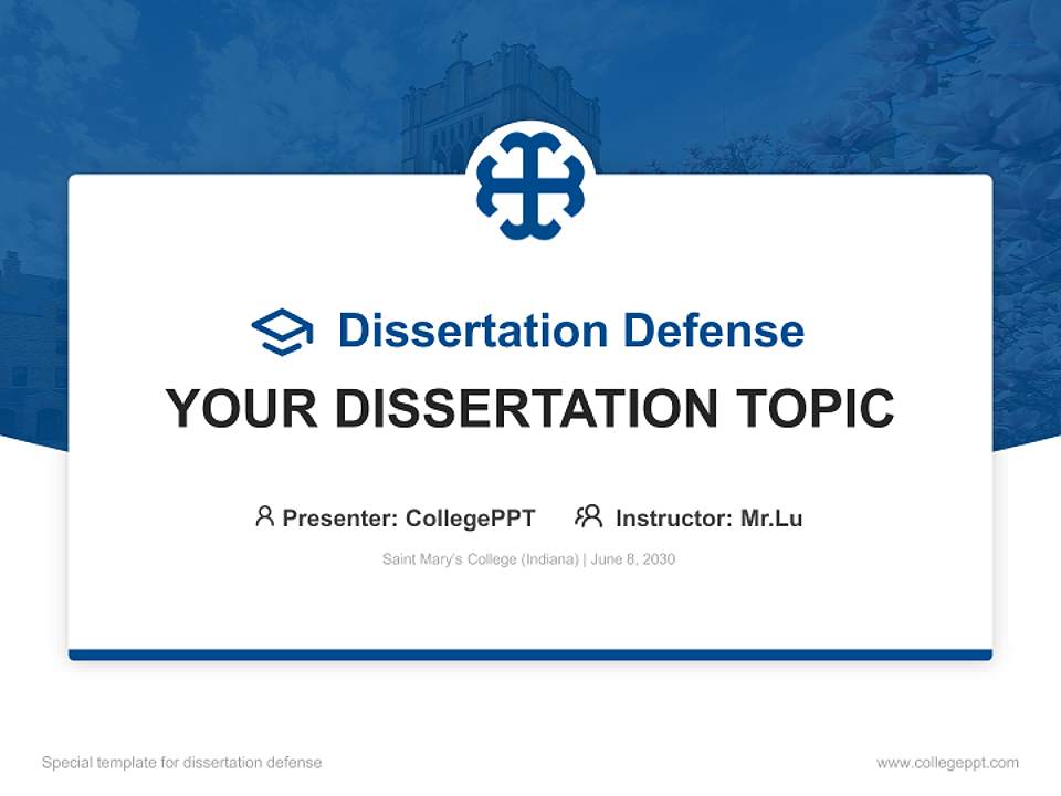 Saint Mary’s College (Indiana) Graduation Thesis Defense PPT Template4:3 ratio PPT effect preview image7