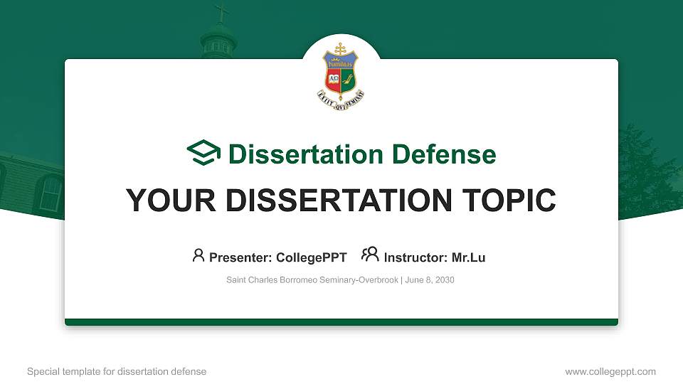 Saint Charles Borromeo Seminary-Overbrook Graduation Thesis Defense PPT Template16:9 ratio PPT effect preview image1
