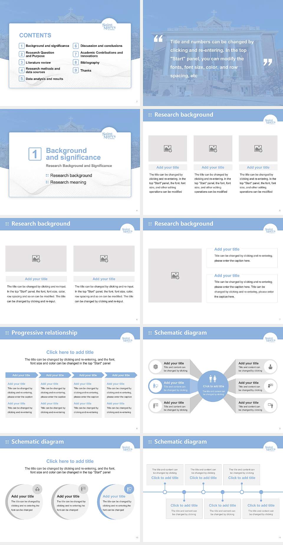 Saint Mary’s School (Raleigh, North Carolina) Graduation Thesis Defense PPT Template4:3 ratio PPT effect preview image2