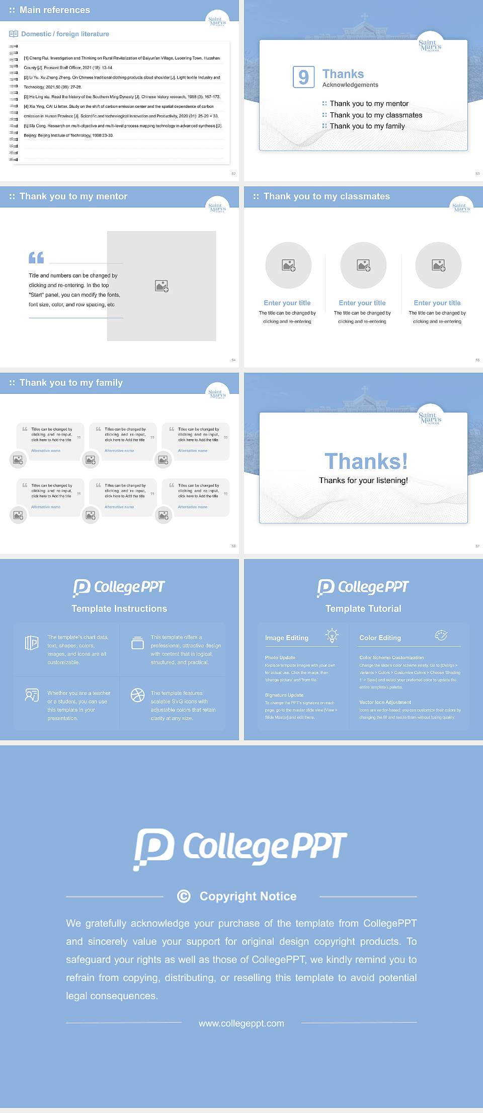 Saint Mary’s School (Raleigh, North Carolina) Graduation Thesis Defense PPT Template4:3 ratio PPT effect preview image7