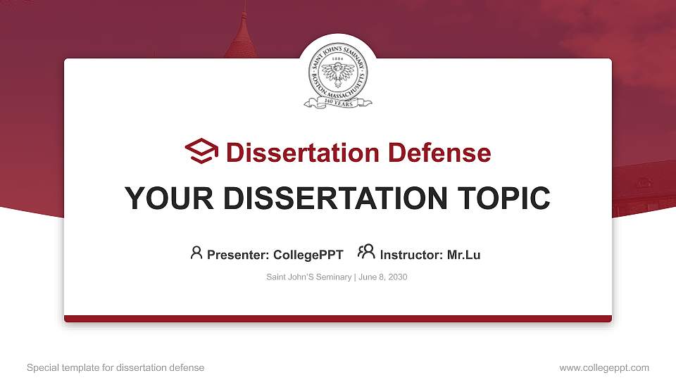 Saint John’S Seminary Graduation Thesis Defense PPT Template16:9 ratio PPT effect preview image