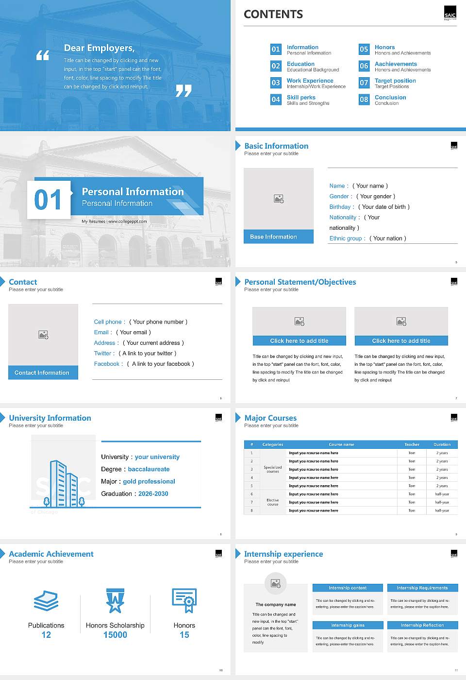 School of the Art Institute of Chicago Resume PPT Template16:9 ratio PPT effect preview image2