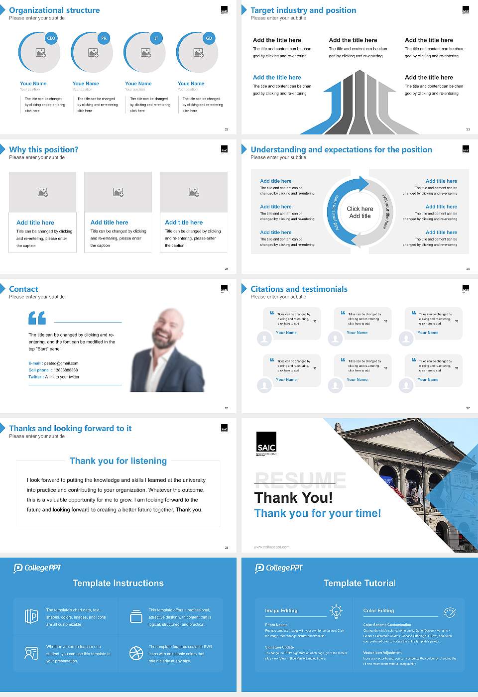 School of the Art Institute of Chicago Resume PPT Template16:9 ratio PPT effect preview image4