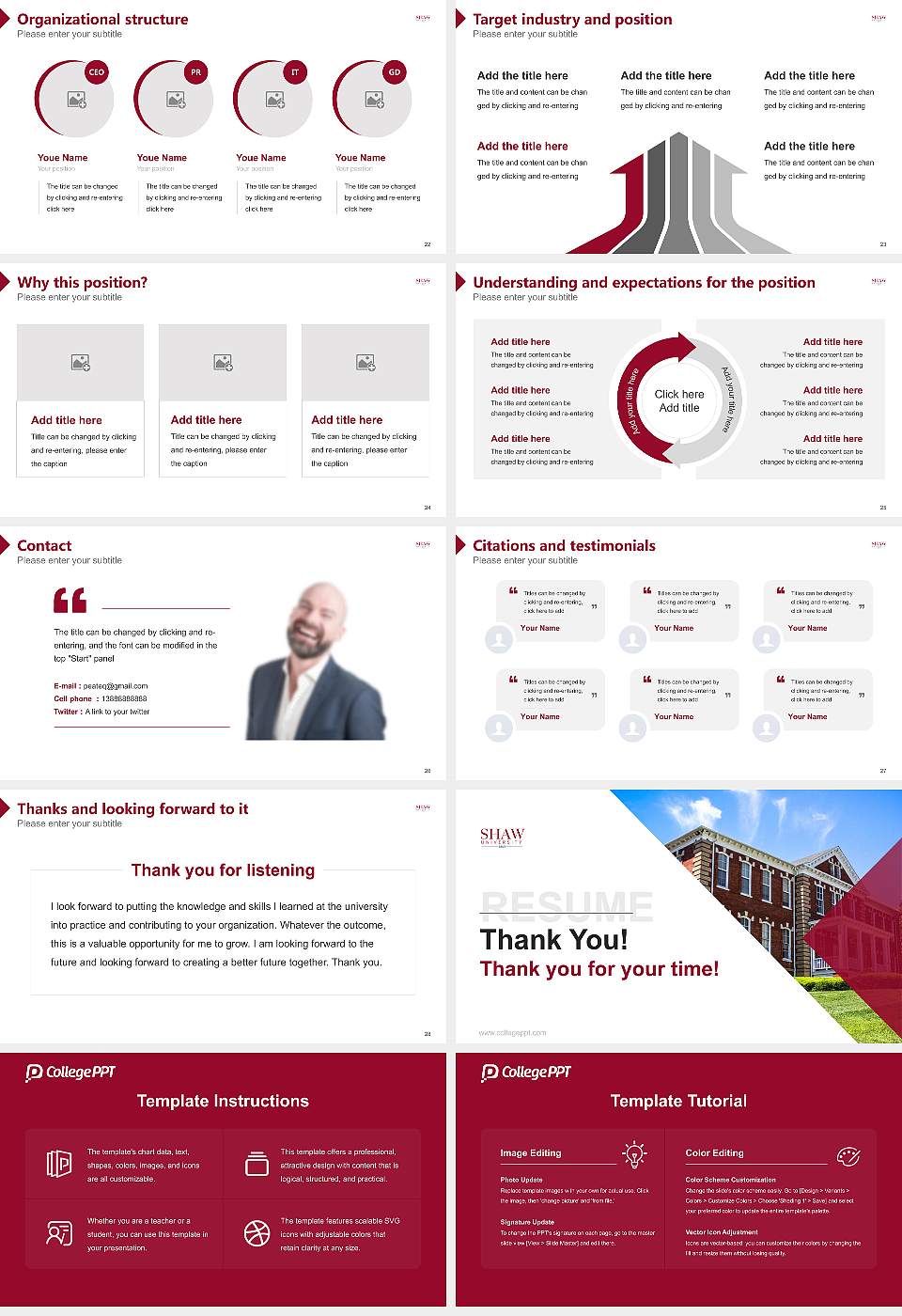 Shaw University Resume PPT Template16:9 ratio PPT effect preview image4