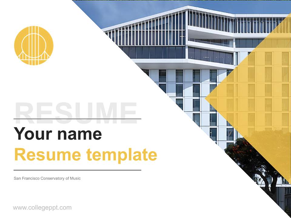 San Francisco Conservatory of Music Resume PPT Template4:3 ratio PPT effect preview image5