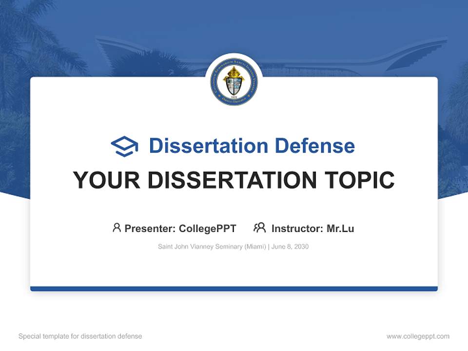 Saint John Vianney Seminary (Miami) Graduation Thesis Defense PPT Template4:3 ratio PPT effect preview image7