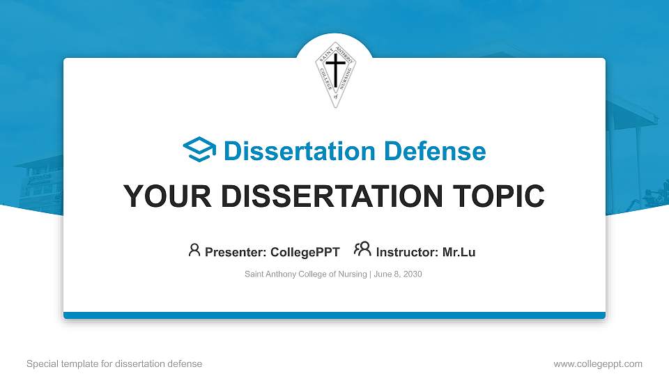 Saint Anthony College of Nursing Graduation Thesis Defense PPT Template16:9 ratio PPT effect preview image
