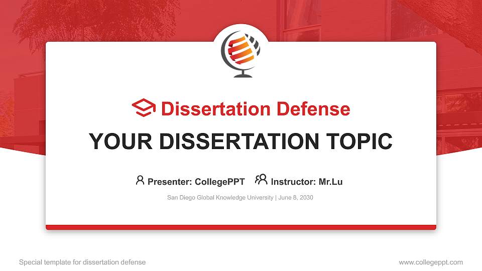 San Diego Global Knowledge University Graduation Thesis Defense PPT Template16:9 ratio PPT effect preview image