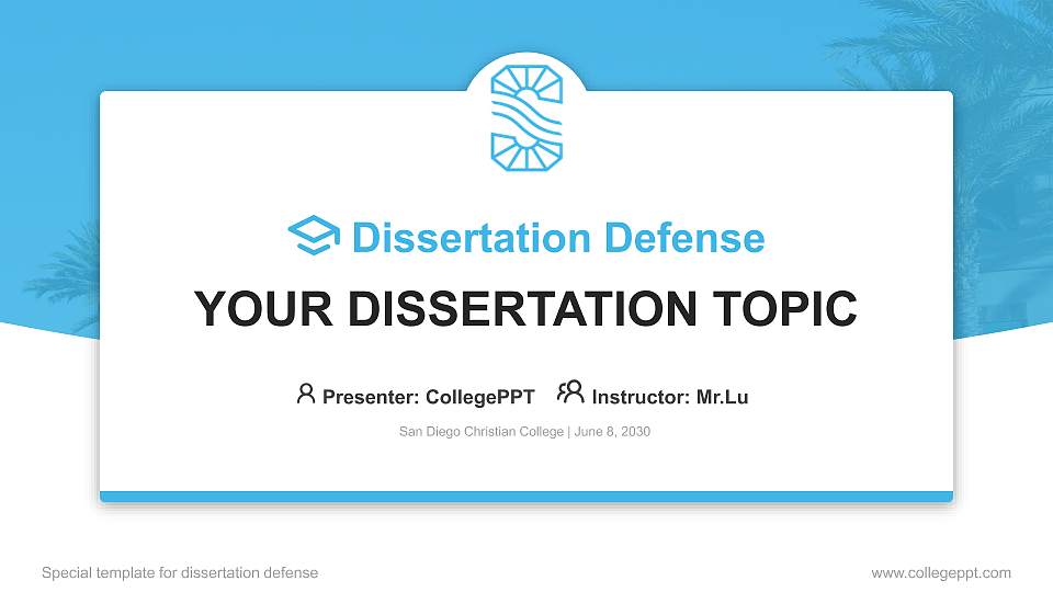 San Diego Christian College Graduation Thesis Defense PPT Template16:9 ratio PPT effect preview image