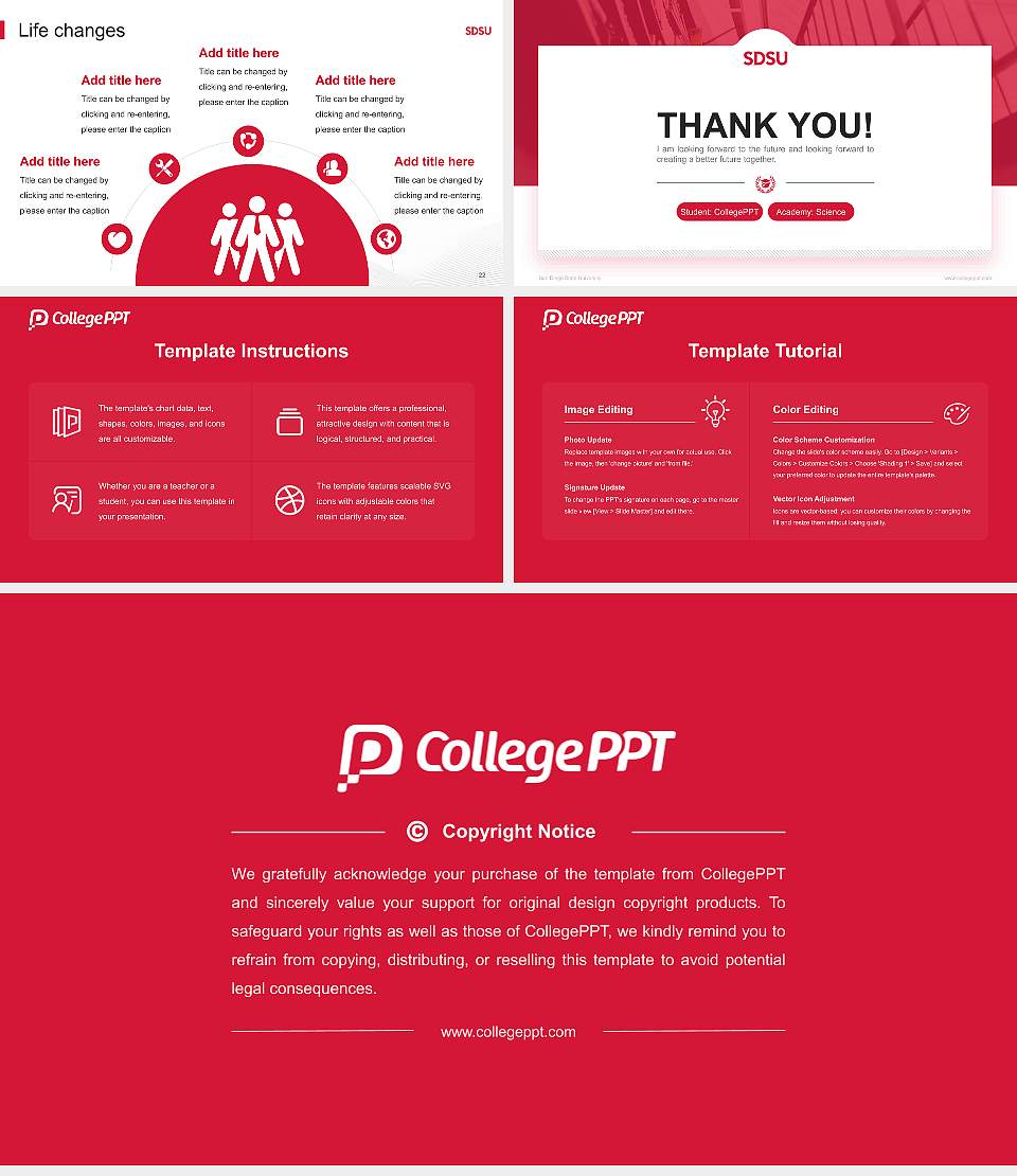San Diego State University National Scholarship Defense PPT Template16:9 ratio PPT effect preview image4