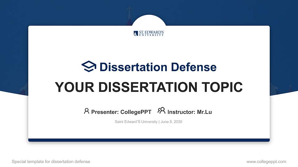 Saint Edward’S University Graduation Thesis Defense PPT Template16:9 ratio PPT effect preview image