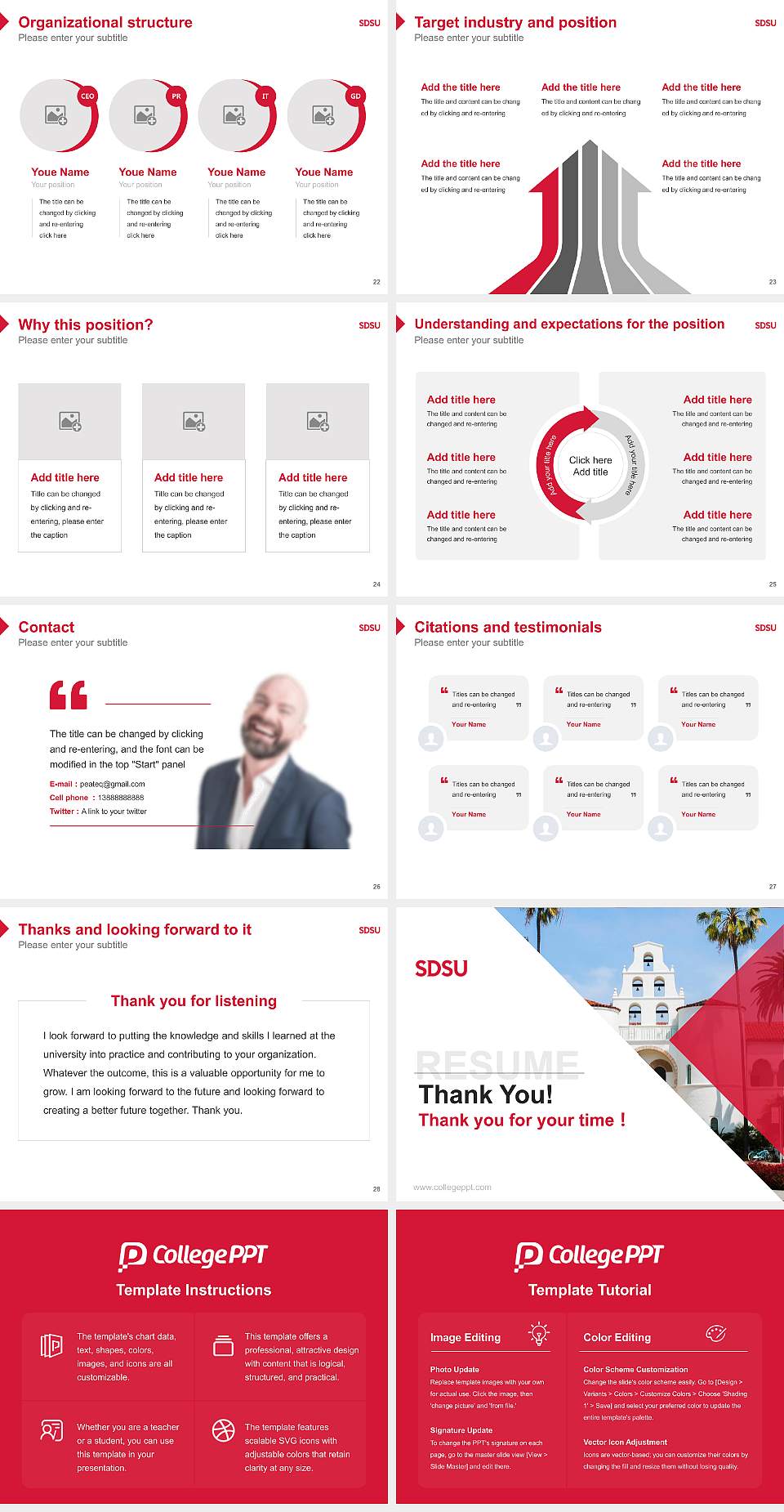 San Diego State University Resume PPT Template4:3 ratio PPT effect preview image4