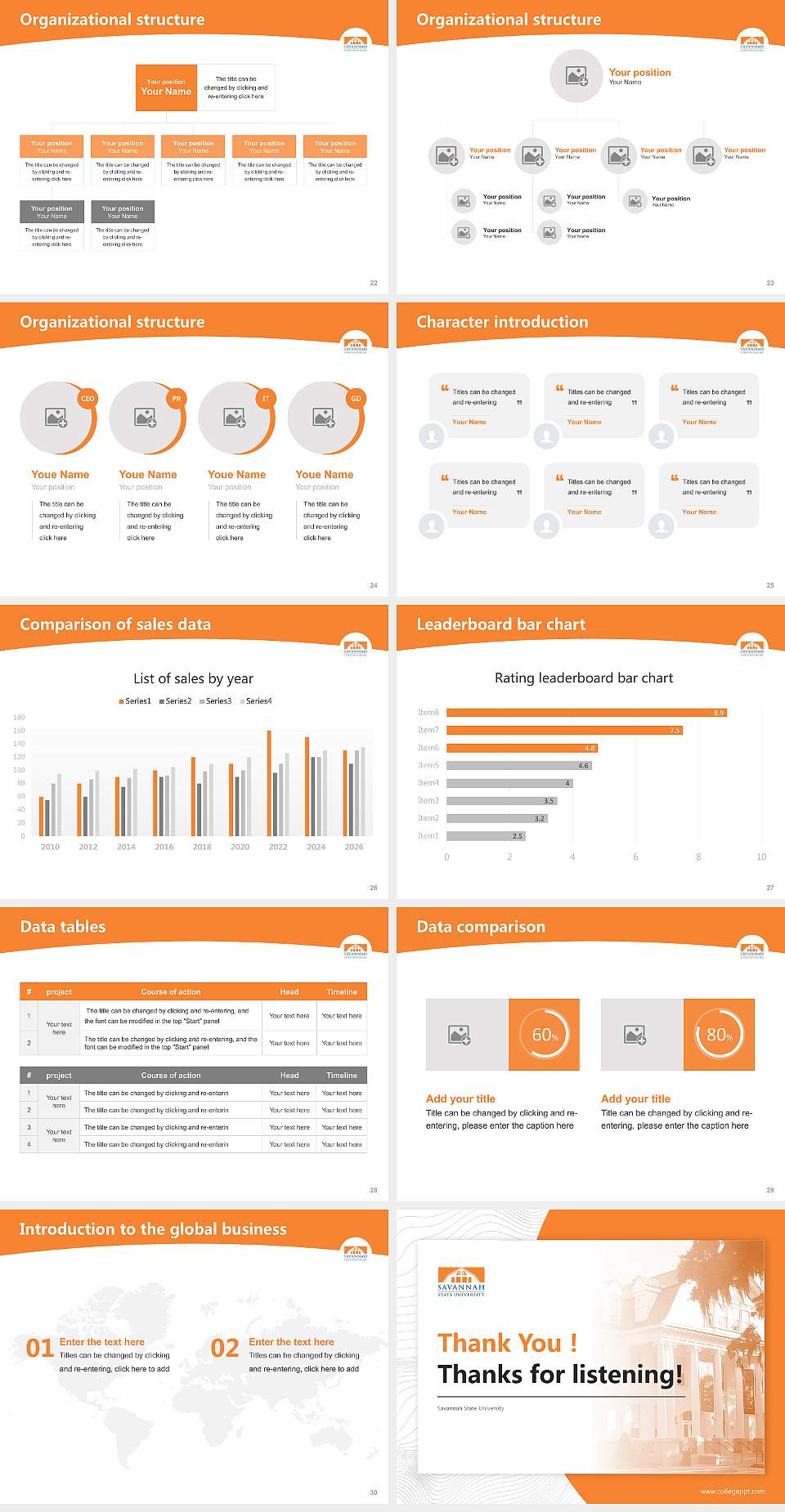Savannah State University Academic Presentation/Research Findings Report PPT Template4:3 ratio PPT effect preview image4
