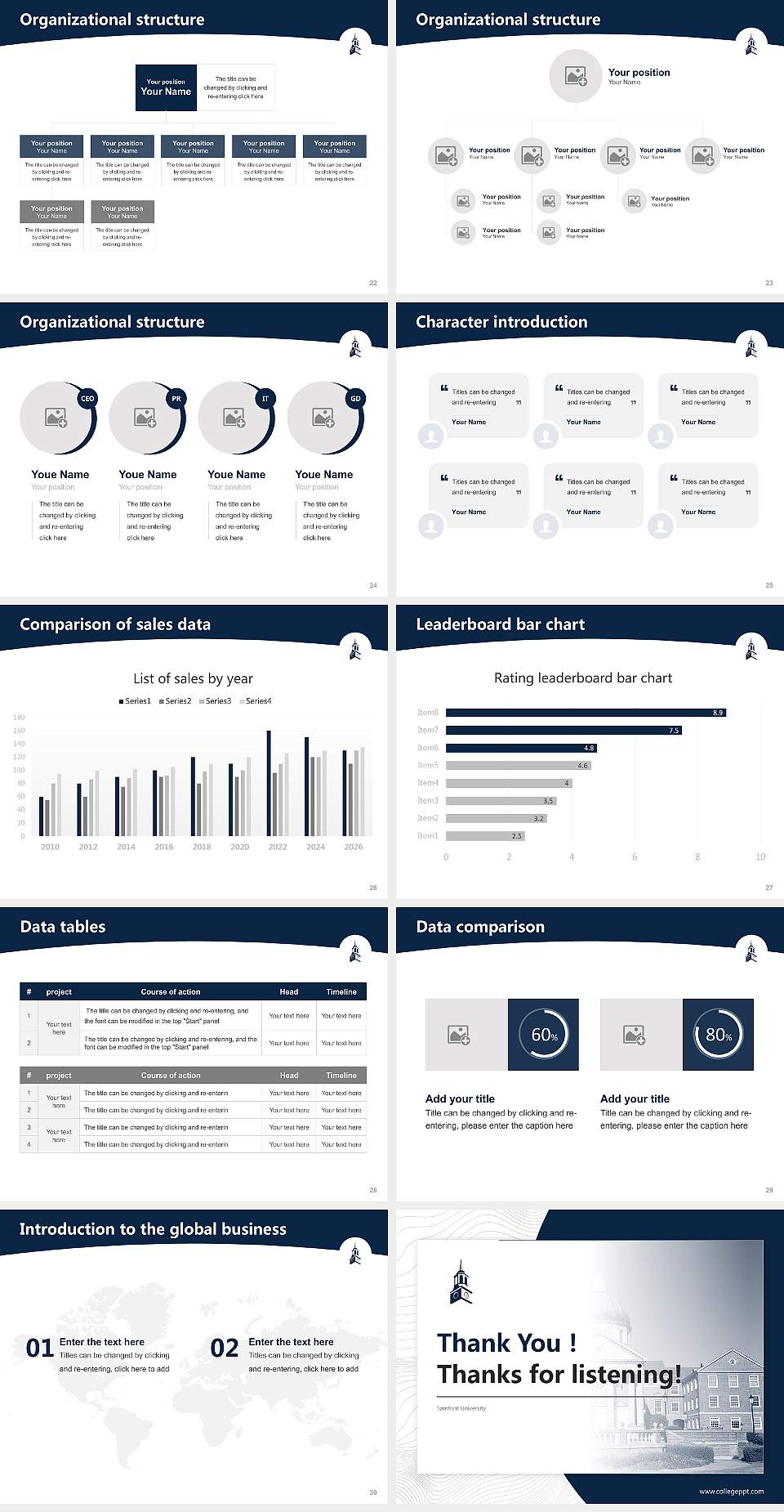 Samford University Academic Presentation/Research Findings Report PPT Template4:3 ratio PPT effect preview image4