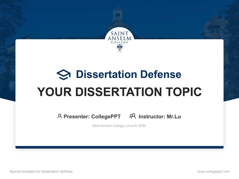 Saint Anselm College Graduation Thesis Defense PPT Template4:3 ratio PPT effect preview image7