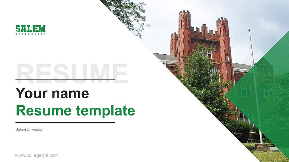 Salem University Resume PPT Template16:9 ratio PPT effect preview image