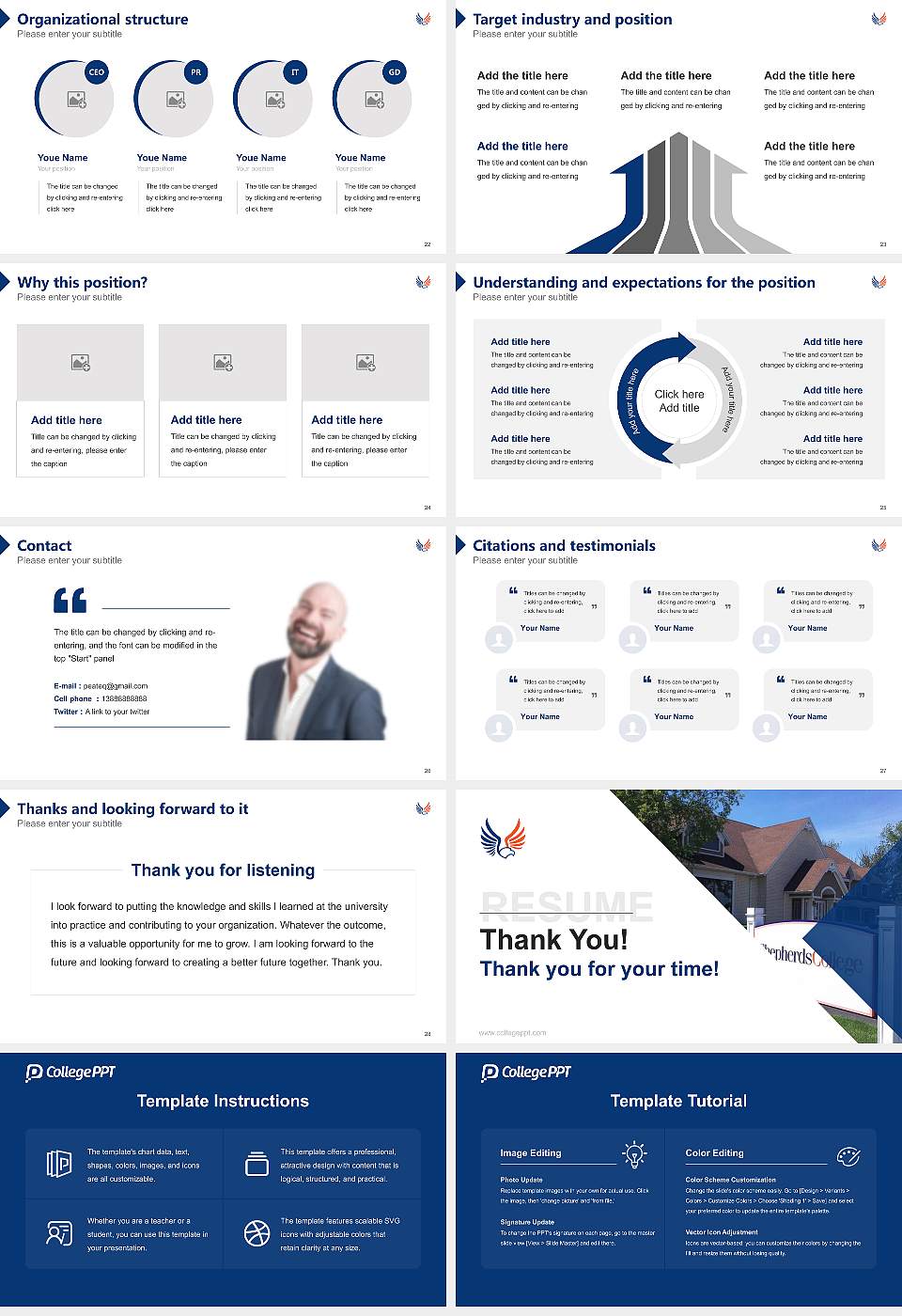 Shepherds College Resume PPT Template16:9 ratio PPT effect preview image4