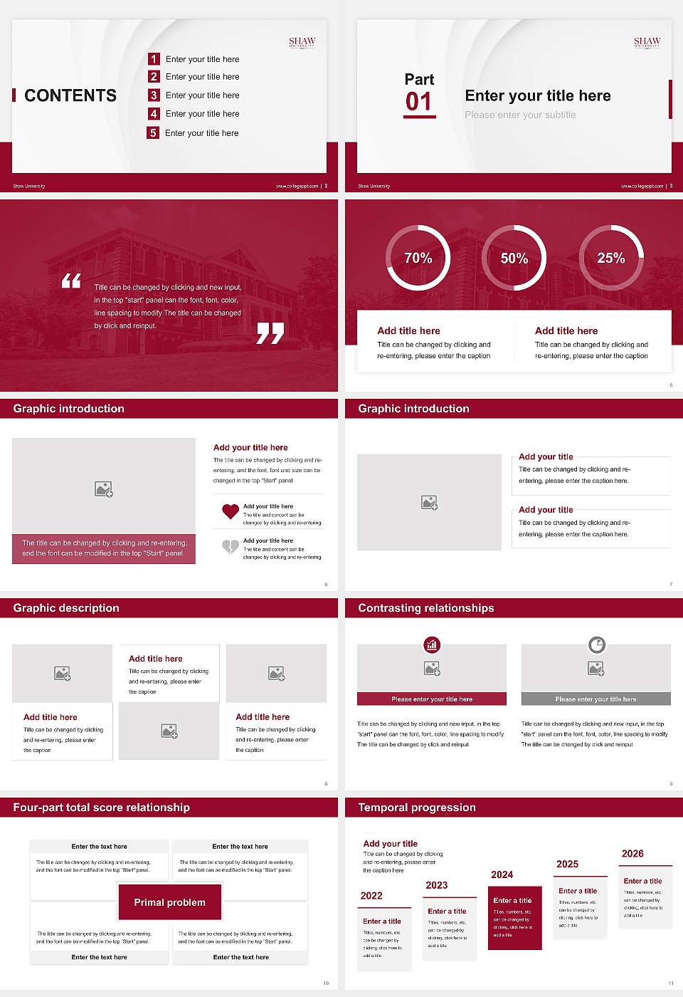 Shaw University Thesis Proposal/Graduation Defense PPT Template16:9 ratio PPT effect preview image2