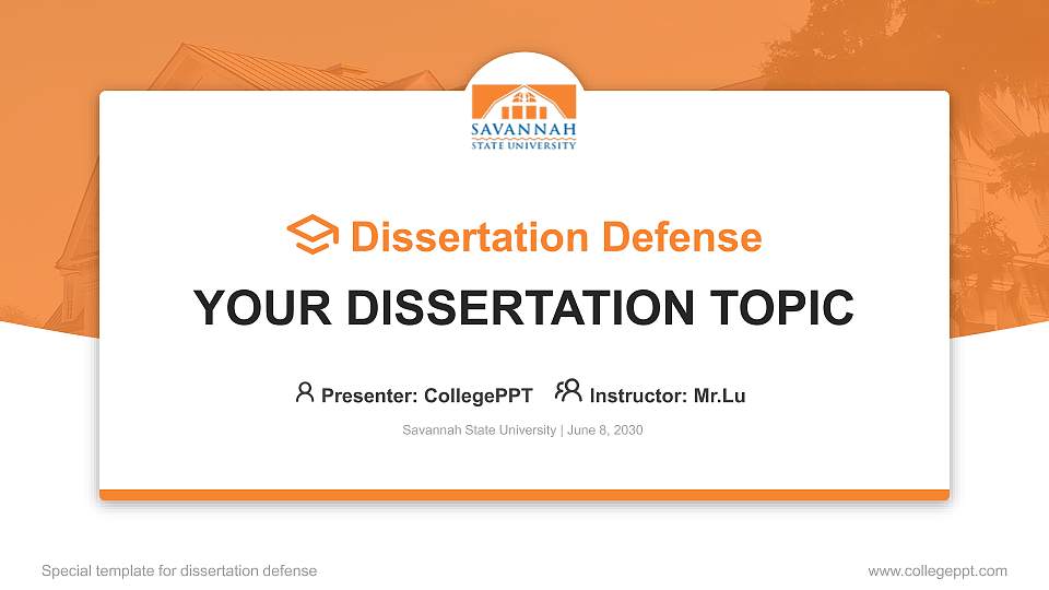 Savannah State University Graduation Thesis Defense PPT Template16:9 ratio PPT effect preview image